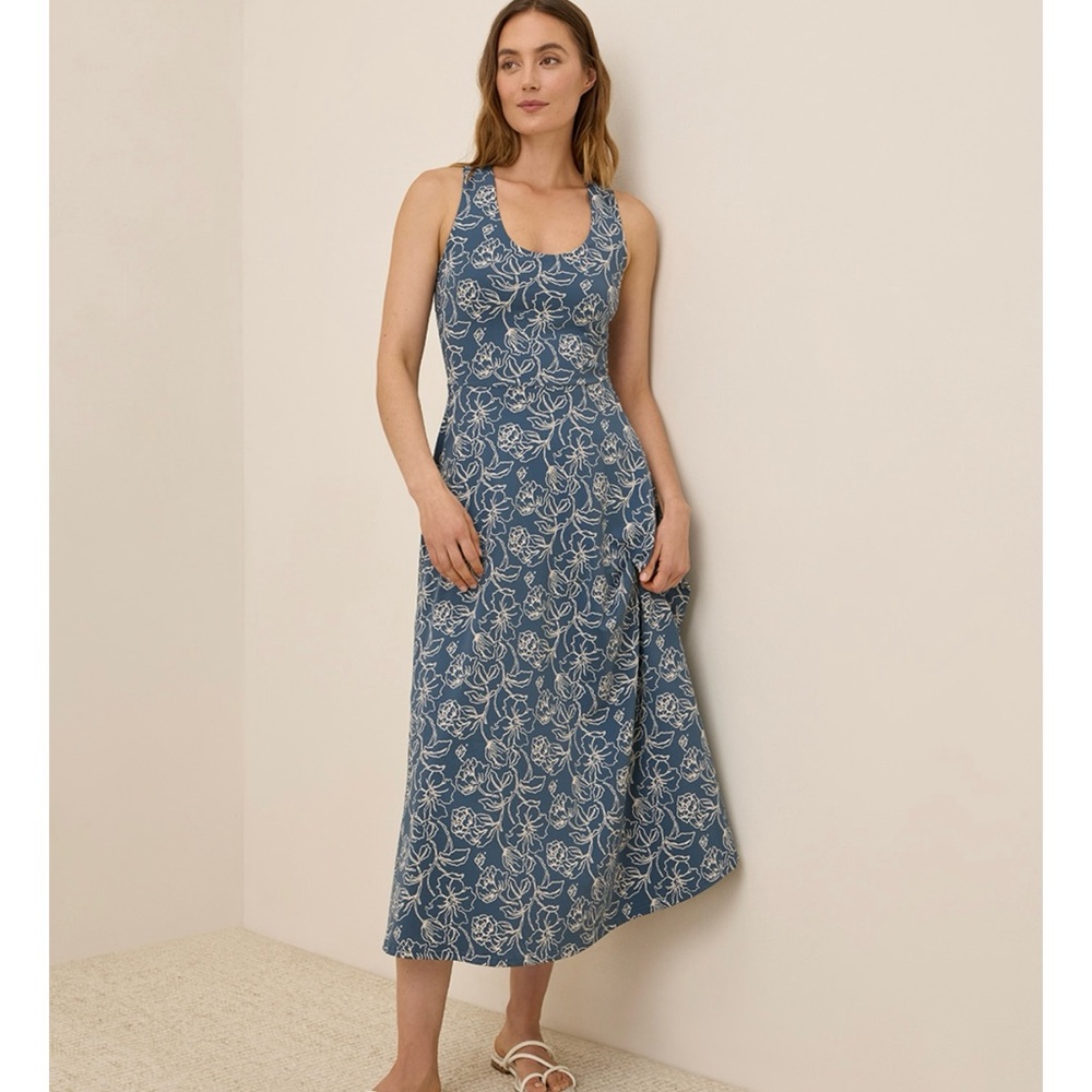 Pact fit and flare open back maxi dress